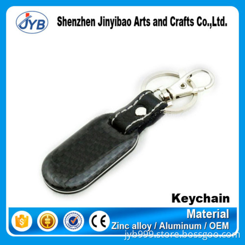 custom men business elegant leather keychain with metal clip